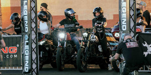 Della Crew stunt team: image of team members on various sport motorcycles
